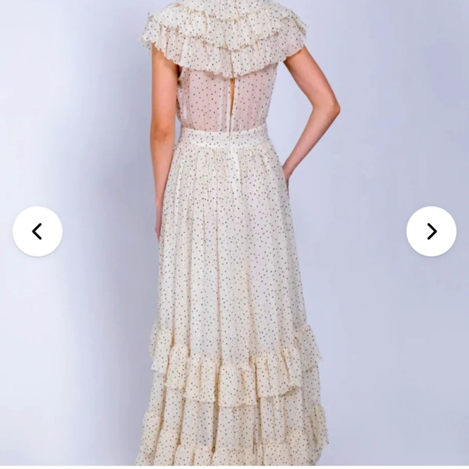 Nwt$595 Sabina Musayev Salma Pleated Tiered Polka-Dot Maxi Dress Size M — image 3 of 5